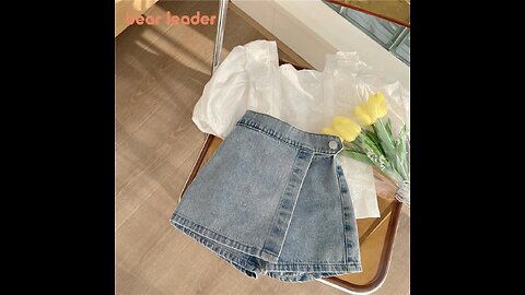 Girls Sweet Lace Hollow Shirt Fake Two Denim Shorts