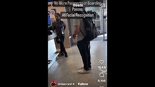 Man document the use of a new facial recognition system for boarding planes at an airport in Houston