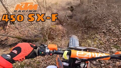 Bashing my 2019 KTM 450 SX-F Motocrosser through the WOODS