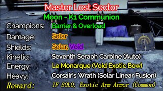 Destiny 2 Master Lost Sector: The Moon - K1 Communion 12-18-21