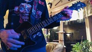 Playing my guitar to metal backtrack
