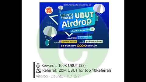 Airdrop - Ubuntu - 100K UBUT ($5) - 15/12/21