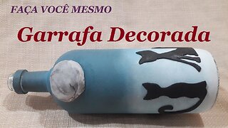 DIY - GARRAFA DECORADA COM GATINHOS - MASSA DE BISCUIT @lucibuzo ​