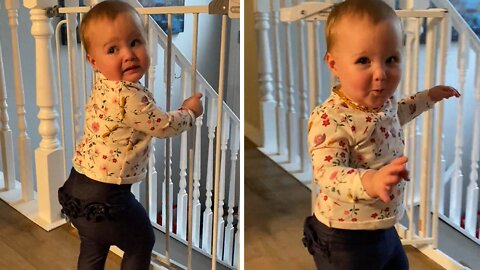 Determined Little Girl Successfully Breaks Through Baby Gate