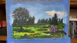 Landscape acrylic paint. Day two . Next will be details