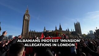 Albanians protest 'invasion' allegations in London