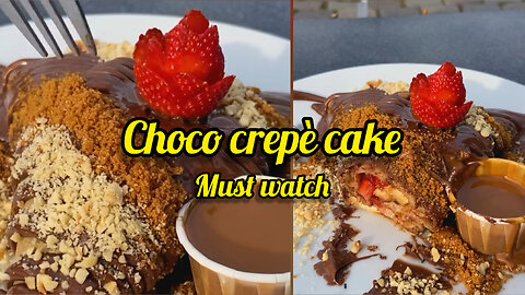 Choco crepè Cake || Icecake||Strawberry