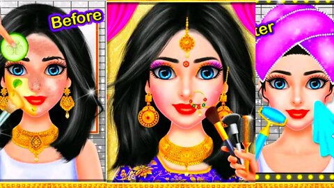 Indian wedding game for girls-hair spa,mehndi,makeup,dress up-Android gameplay