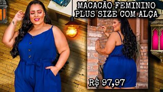 🛑 MACACÃO FEMININO PLUS SIZE COM ALÇA E AMARRAÇÃO