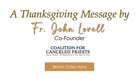 Thanksgiving Message from Fr. John Lovell