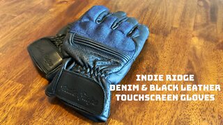 INDIE RIDGE - Denim Black Leather motorcycle gloves mens