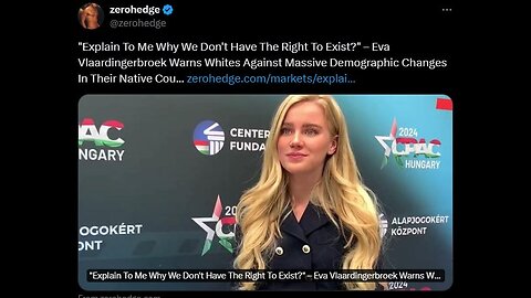 Eva Vlaardingerbroek Warns Whites Against Massive Demographic Changes In Their Native Countries