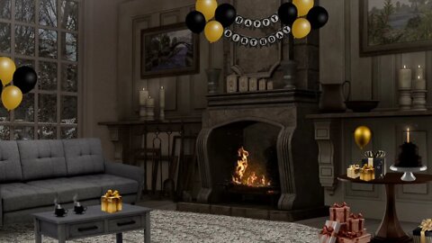 Romantic Evening Birthday Party Ambience/ 3 HAPPY BIRTHDAY MUSIC INSTRUMENTALS with FIREPLACE