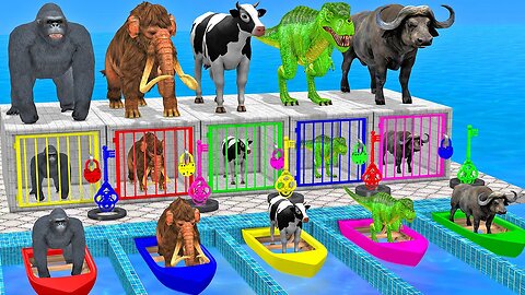 Choose The Perfect Boat Challenge with Gorilla Mammoth Elephant Cow ESCAPE ROOM Animals Cage Game