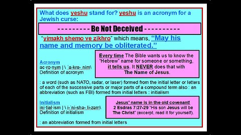 yeshua/metatron - or Jesus? yahweh/jehovah/satan's name in reverse or The Father?