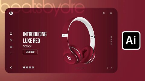 Beats Audio (Solo 2) Landing Page UI Design | Adobe Illustrator