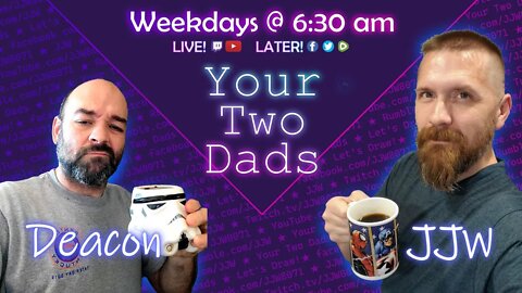 Your Two Dads drink coffee, ponder