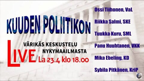 Kuuden poliitikon paneeli lauantaina 23.4.2022 klo 18:00
