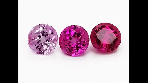 Chatham pink sapphire tones: Lab grown pink sapphires in light, medium and dark tones.