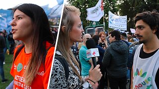 Youth protest global mayors at C40 Summit in Buenos Aires, Argentina