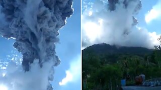 Incredible footage of volcano erupting in Indonesia