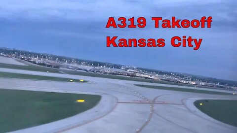 Beautiful A319 Early Morning Takeoff From Kansas City (LOUD ENGINES)
