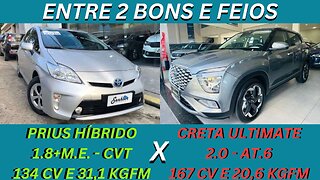 ENTRE 2 CARROS - TOYOTA PRIUS X HYUNDAI CRETA - VALEM MUITO A PENA SE NÃO LIGAR PARA A APARÊNCIA