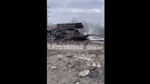 Video of the 2 destroyed MLRS in Kharkov used to target civilians in Kharkiv. One became a crater.