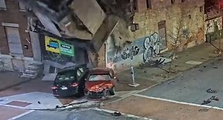 SHOCKING. Stolen Car Crashes Into Building Causing It To Collapse