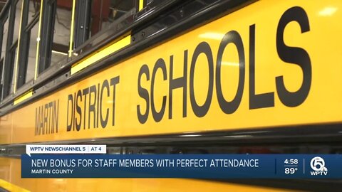 Martin County School District employees can get bonus for perfect attendance