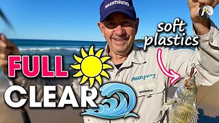CATCH FISH in Bright Sun + Clear Water? SOFT PLASTIC Strategy + Beach Worms for Bait!