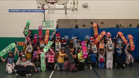 Can'd Aid donates skateboards to kids at Northridge Elem.