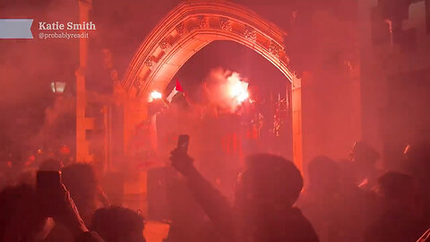 Protesters Set Off Flares At The Gates To CCNY
