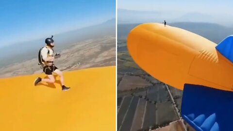 Crazy boy doing crazy skydiving