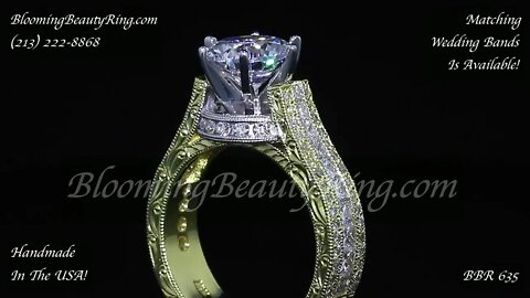 BBR 635 Handmade In The USA And Hand Engraved Diamond Engagement Ring Close View
