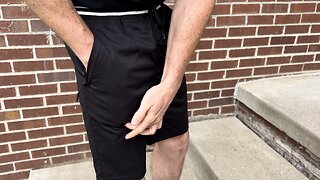 Men's Zipper Pocket Elastic Waistband Polyester Casual Shorts