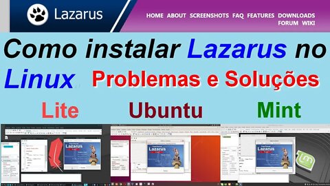 Como instalar Lazarus Free Pascal no Linux Ubuntu, Mint e Lite. Problemas e Soluções.