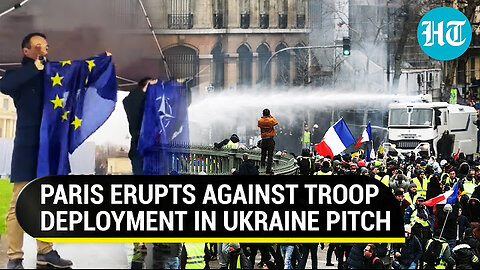 'Macron, Go Fight Alone For Ukraine': Big Protest In Paris; NATO, EU Flag Ripped