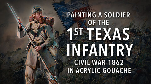 Artist paints a soldier figure uniform study of a soldier of the 1st Texas Infantry Regiment.