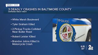 Three deadly crashes within two hours on Friday in Baltimore County
