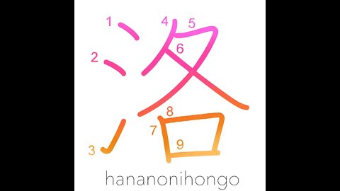 洛 - Kyoto/the capital - Learn how to write Japanese Kanji 洛 - hananonihongo.com