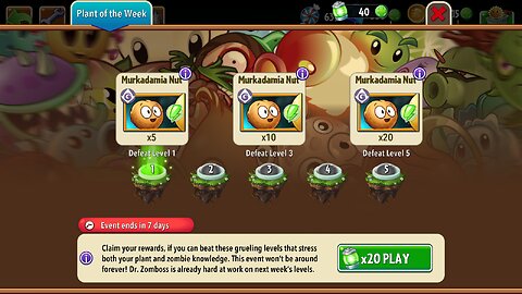 Plants vs Zombies 2 - Plant of the Week - Murkadamia Nut - March 2024