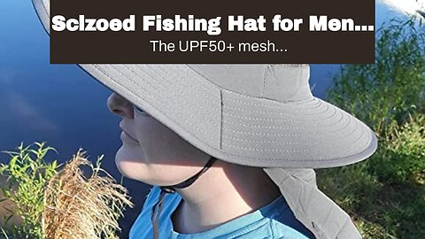 Sclzoed Fishing Hat for Men，Outdoor Sun Hat UPF50+ Mesh Wide Brim Fishing Hat with Neck Flap