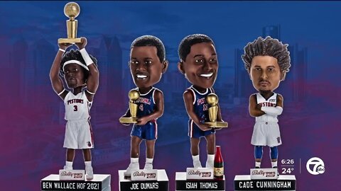 Pistons reveal first look at Wallace, Dumars, Thomas, Cunningham bobbleheads