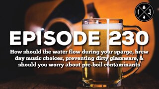 Water flow during your sparge, brew day music, cleaning glassware, & pre-boil contaminants - Ep 230