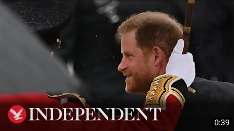 Prince Harry arrives at Westminster Abbey for King Charles's coronation