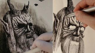 Drawing the Devil with a Fountain Pen MUJI Fantasy Artwork