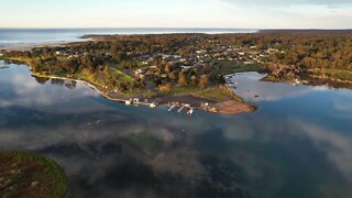 Just after sunrise 15 July 2021 Coull's Inlet Mallacoota by drone.