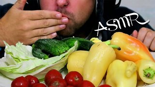 ASMR FRESH VEGETABLES FROM THE HOME GARDEN | TOMATOES vs CABBAGE vs PEPPER vs CUCUMBERS | NO TALKING