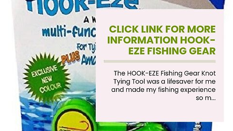 Click link for more information HOOK-EZE Fishing Gear Knot Tying Tool Cover Fishing Hooks Whi...